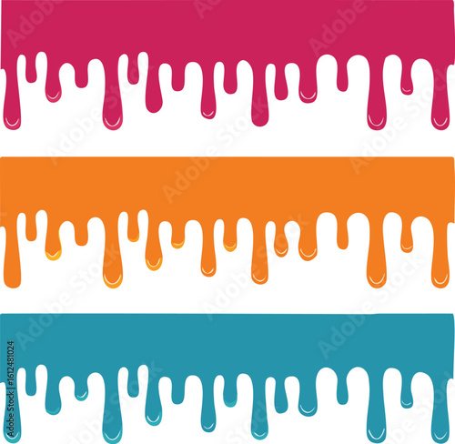 vector illustration of a set of colorful paint drip banners
