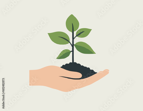 Hand Holding Plant – Eco Friendly Vector Symbol of Growth and Sustainability