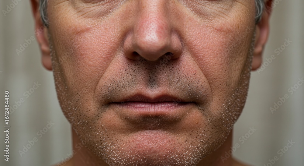 Obraz premium Close-up portrait revealing the intricate details and textures of a mature man's face