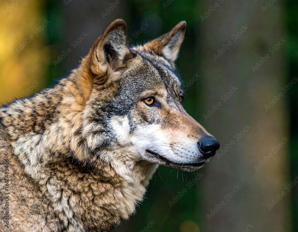 Obraz premium Close-up wolf portrait in forest