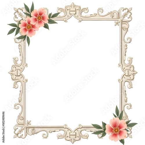 vintage frame with flowers elegant background png