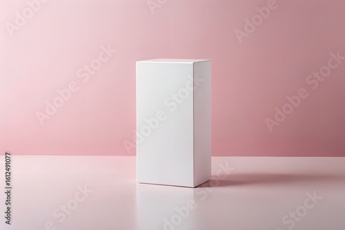 Minimalist White Box on Pink Background Product Mockup for Cosmetics or Packaging Design