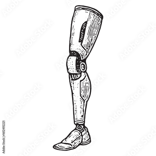 Advanced Prosthetic Leg Illustration for Cybernetic Design