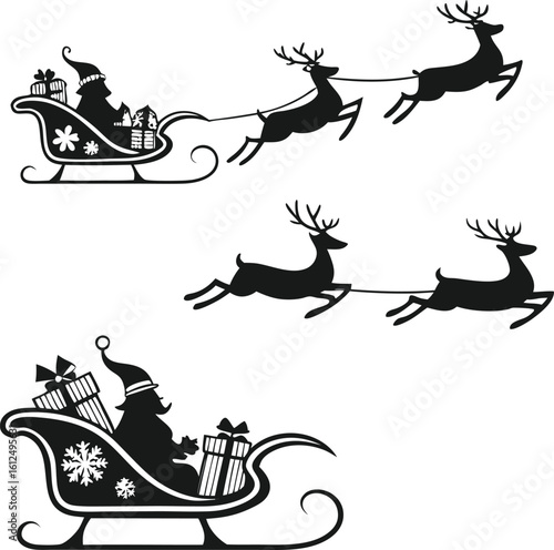 santa sleigh reindeer gift christmas winter ride