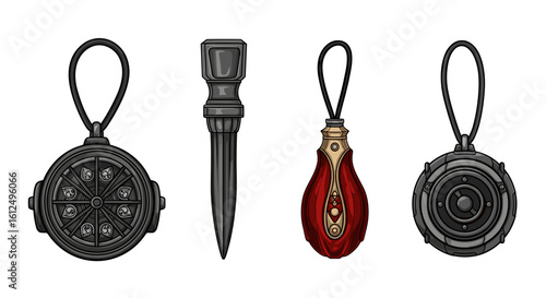 Four unique fantasy objects for games or artistic endeavors.