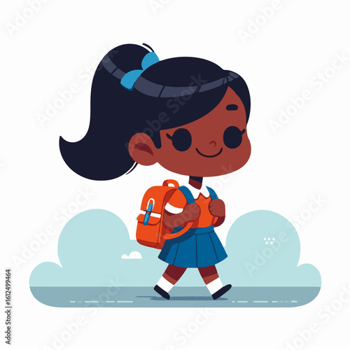 Happy School Girl with Backpack – Back to School Vector