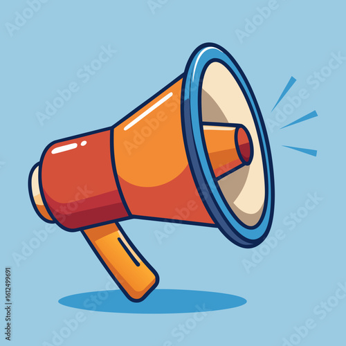 megaphone on blue  background