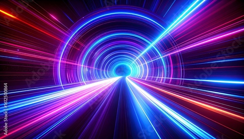 Fototapeta Naklejka Na Ścianę i Meble -  Glowing cybernetic tunnel illusion