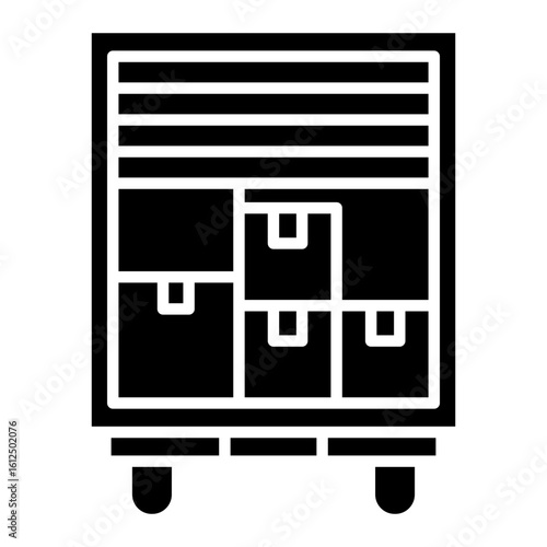 Moving truck back view glyph solid icon