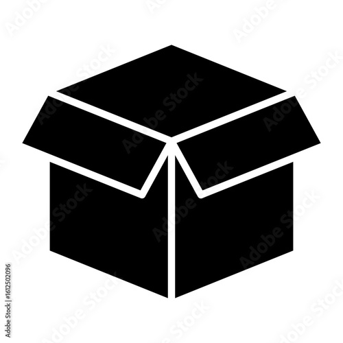 Opened cardboard box glyph solid icon	