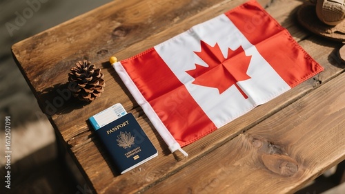 Flat lay of Canadian flag