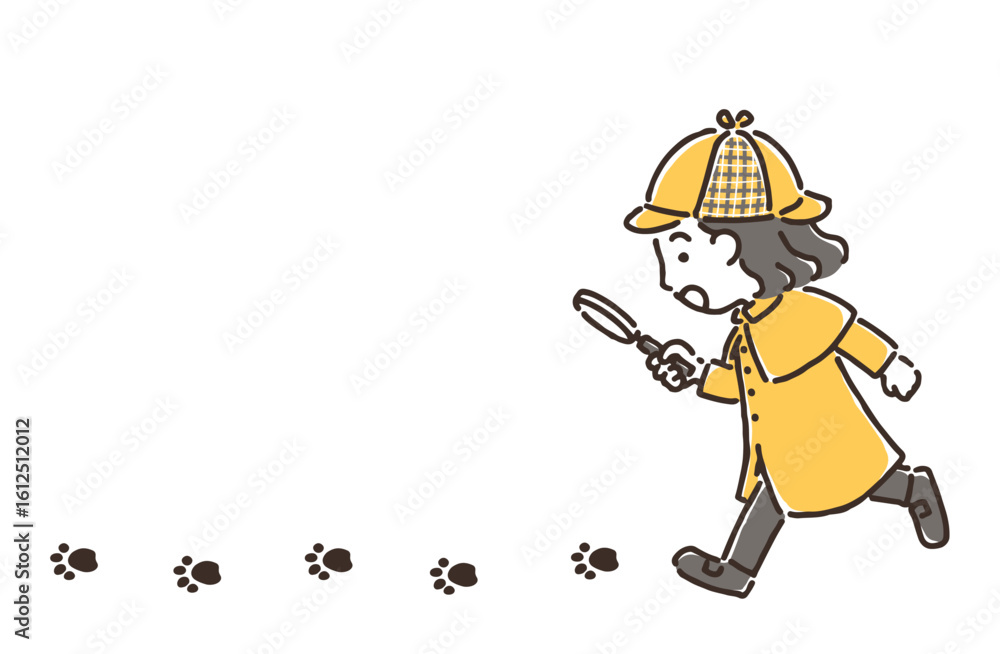 custom made wallpaper toronto digital虫眼鏡を持って足跡を追っている探偵姿の女の子