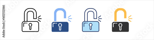 Unlock Icon Set Multiple Style Collection