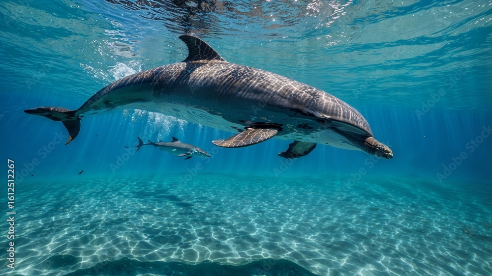 Naklejka premium dolphin in aquarium