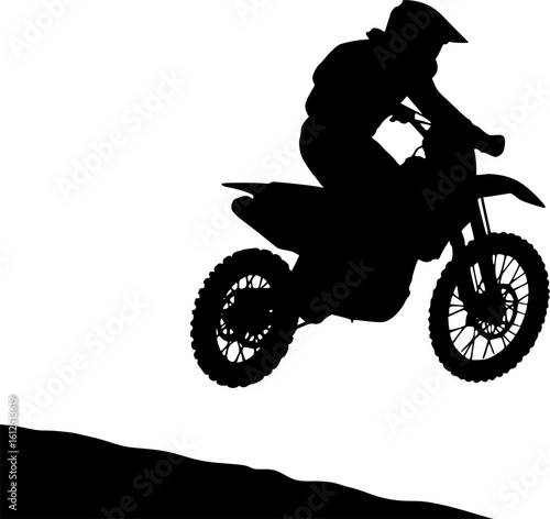 Motocross Rider Silhouette: A bold and dynamic silhouette of a motocross rider in action, leaping high on their dirt bike, capturing the thrill and adrenaline of this extreme sport.