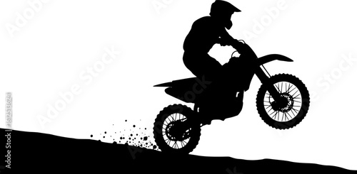 Motocross Rider Silhouette: A bold and dynamic silhouette of a motocross rider in action, leaping high on their dirt bike, capturing the thrill and adrenaline of this extreme sport.