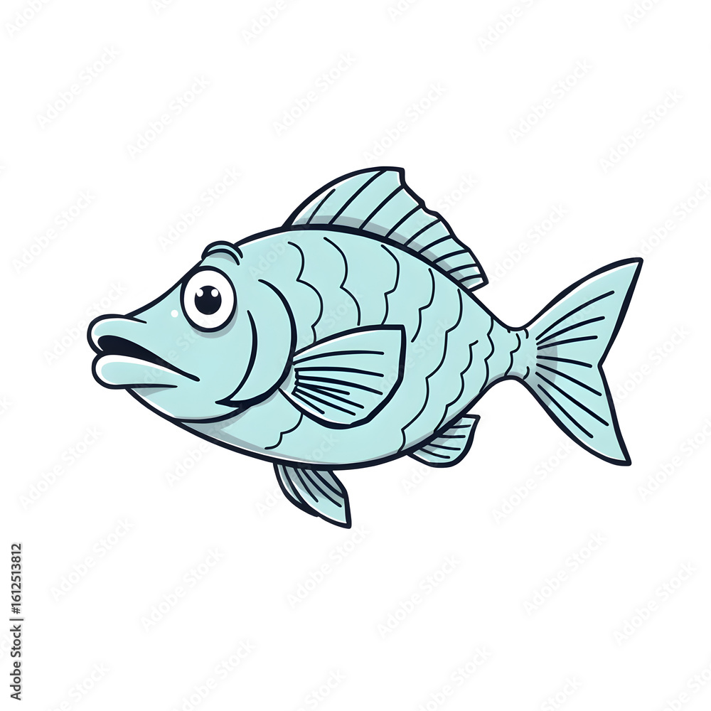 Fototapeta premium A cartoon fish with a sad expression on its face