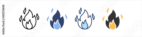 Flame Icon Set Multiple Style Collection