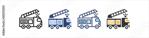 Fire Truck Icon Set Multiple Style Collection