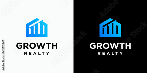 House shape growth graphic vector logo design with modern, simple, clean and abstract style. Icons for business, finance, real estate, and personal branding.