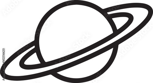  Bold Vector Planet Icon: Simple Saturn Sign, Space Symbol, Minimalist Design