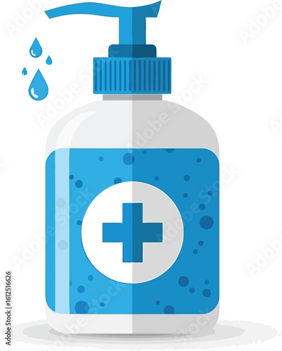 Hand sanitizer bottle illustration for hygiene and health care concept