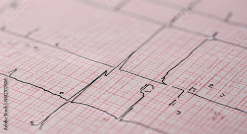 Wallpaper Mural Detailed Electrocardiogram Graph on Paper Depicting Heart Activity with Red and Black Grid Lines Torontodigital.ca