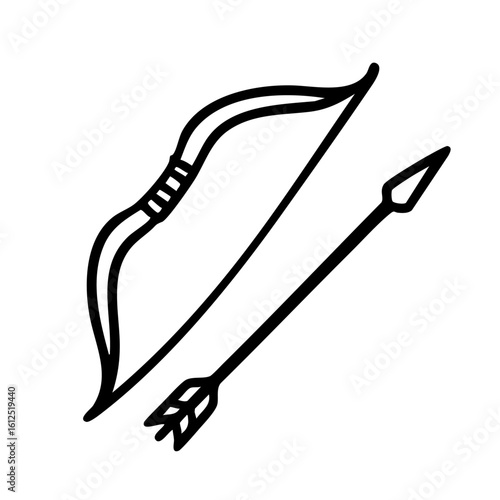 弓矢　線画　　手書き
