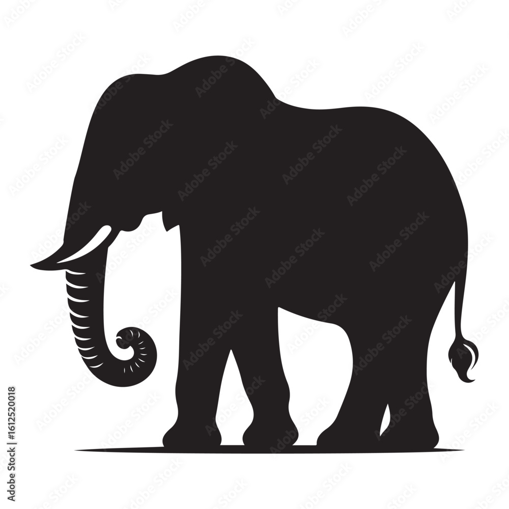 Fototapeta premium A black silhouette of an Elephant vector