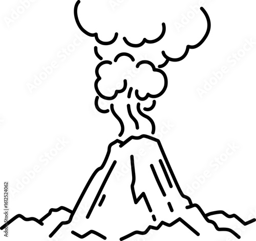 Volcano erupting icon doodle outline Illustration