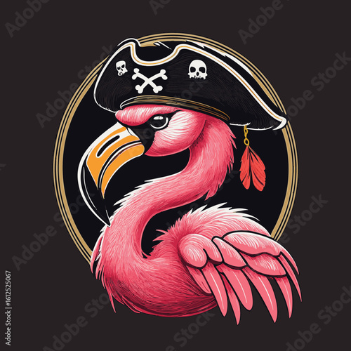 Flamingo with Pirate Hat