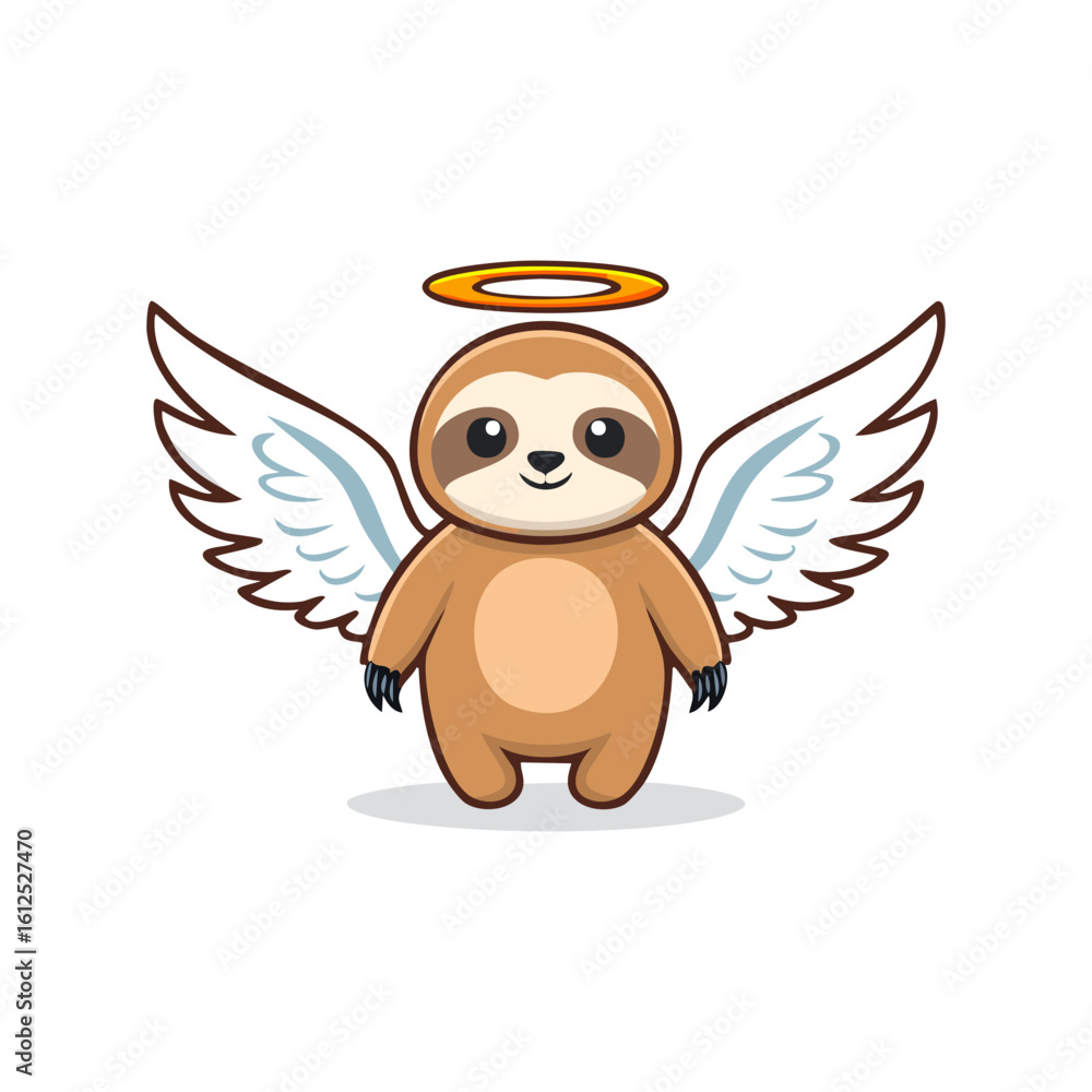 Fototapeta premium vector logo, clean minimalist Sloth with Angel Wings