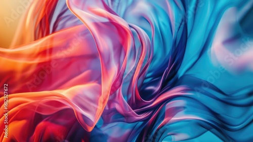 Wallpaper Mural Abstract swirling composition of vibrant orange, red, and blue translucent fabric, creating dynamic, flowing forms and textures Torontodigital.ca