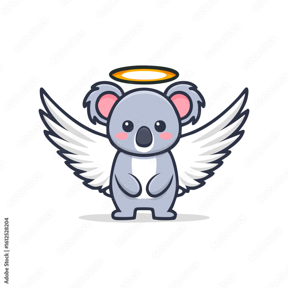 Fototapeta premium vector logo, clean minimalist Koala with Angel Wings