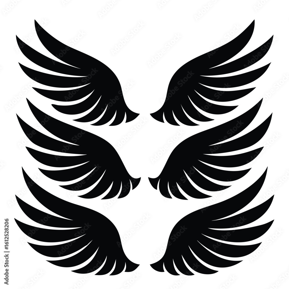 Fototapeta premium Majestic Black Wings Collection Featuring Multiple Styles for Design and Decoration Purposes Perfect for Tattoo Designs