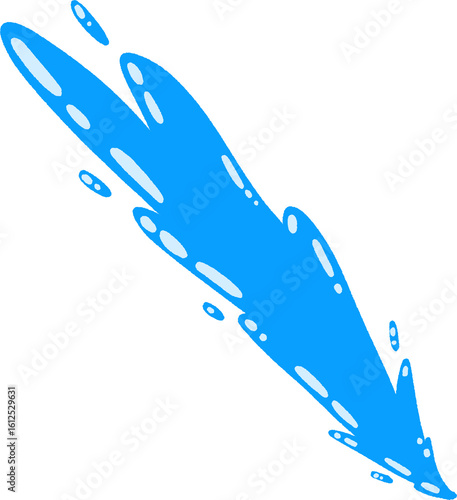 Glossy Blue Water Jet Clipart – Angled Splash Stream Illustration PNG
