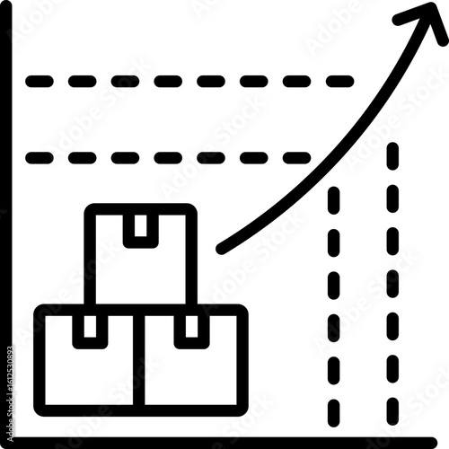Black supply curve icon - outline