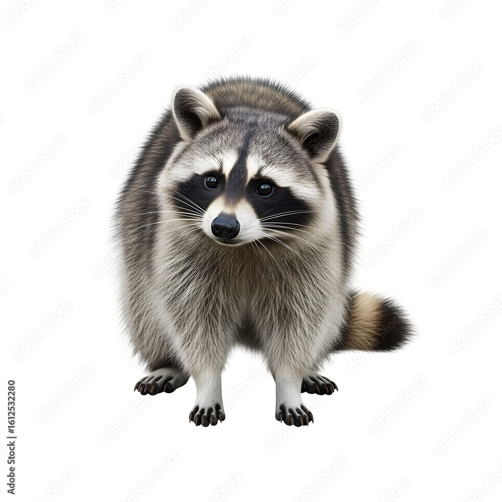 Fluffy Fur Raccoon on White Surface Fluffy Fur Raccoon on White Surface
