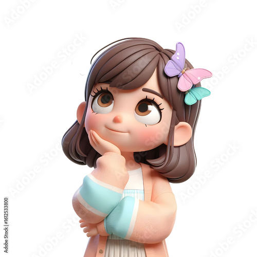 Daydreming child ,transparent background