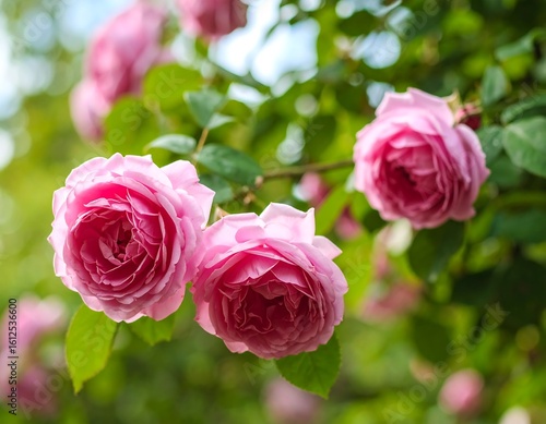 Beautiful pink roses in garden