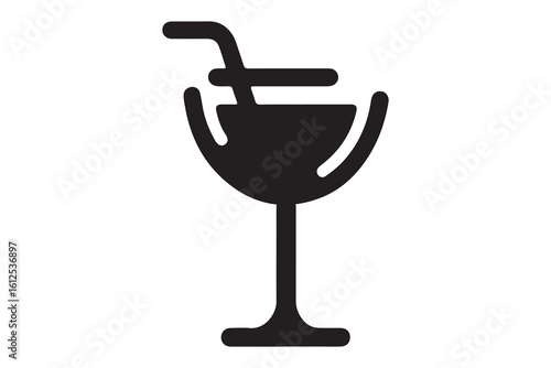 Martini Glass with Twin Olive Garnish – Minimalist Silhouette for Cocktail Culture, Sophisticated Drink Branding, and Lounge Themes