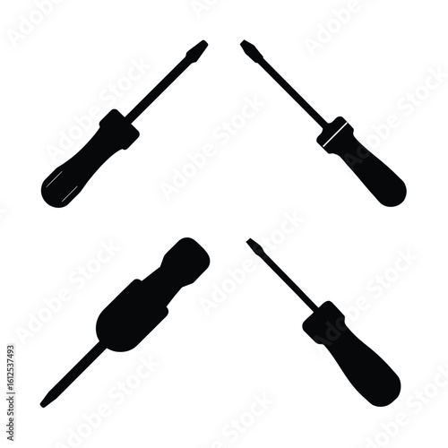 Screwdriver Icon Set Isolated on White Background