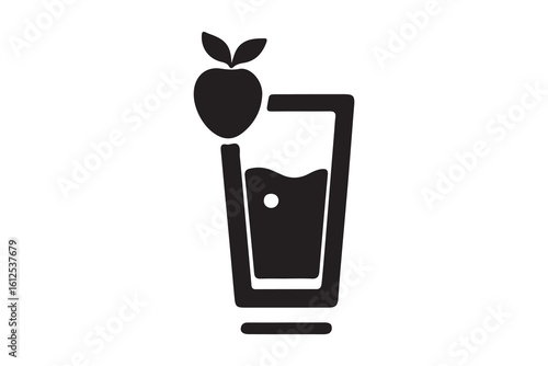 Cocktail Drink Silhouette Icon – Tropical Beverage with Straw and Citrus for Summer, Beach, and Bar Themes