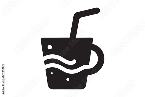 Reusable Cup Silhouette Black Vector – Minimal Eco Drinkware Illustration