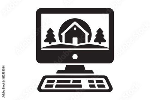 Laptop computer or notebook computer flat icon for apps and websites