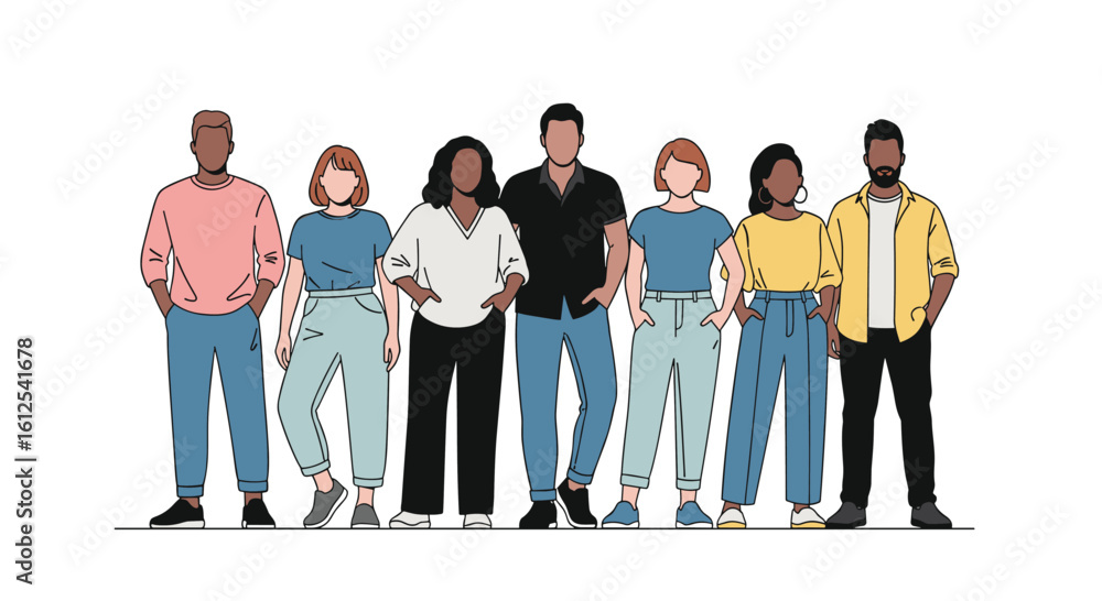 Obraz premium Diverse Group of People Standing Together Representing Unity and Inclusivity in Society