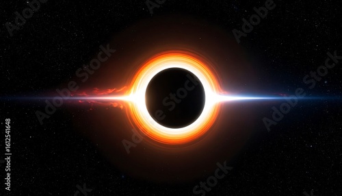 Accretion disk around a black hole, glowing brightly