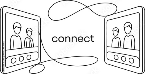 Digital connection between two people communicating on screens