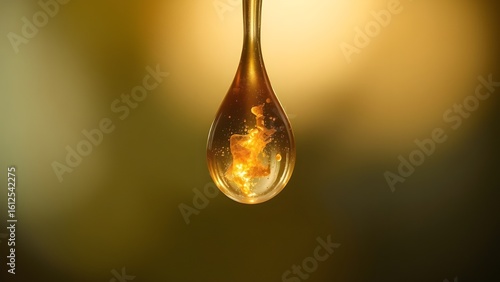 Golden Liquid Drop with Inner Fire