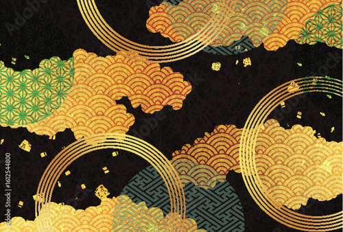 雲　和柄　年賀状　背景